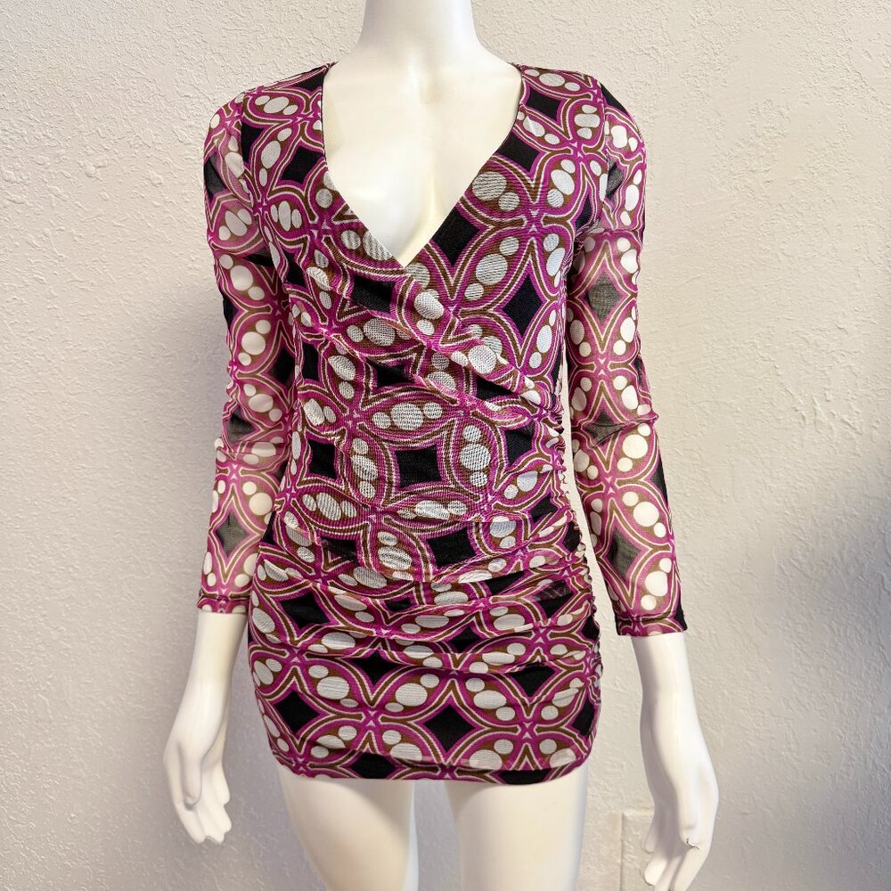 INC Women's Cross-over Stretch Long Sleeve Blouse Top (Size S)